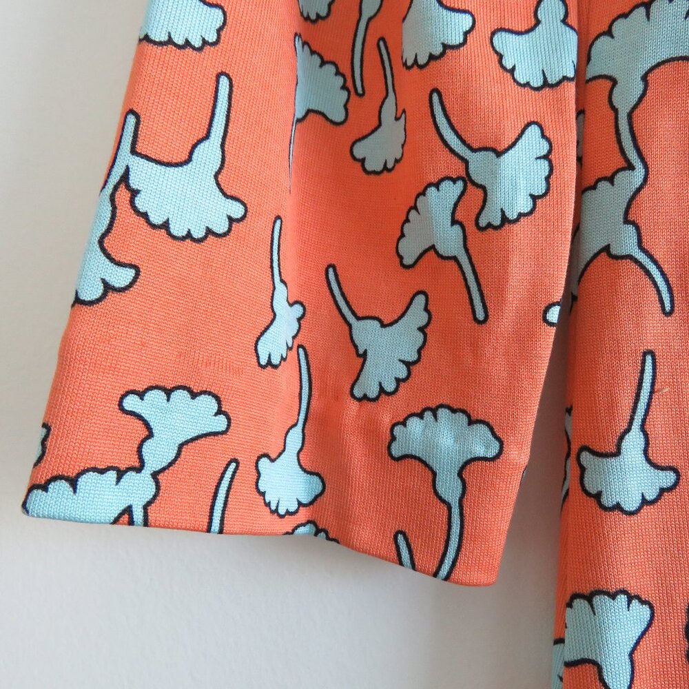 DIANE VON FURSTENBERG Reina 100% Silk Gingko Print Soft Orange Shift Dress Sz 4 - Picture 7 of 15